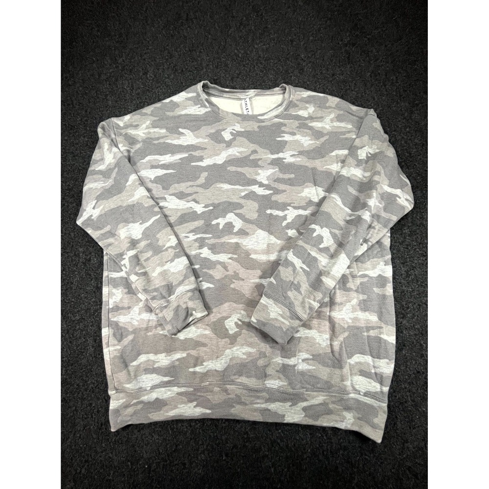 Athleta Sweatshirt Womens Medium Gray Camouflage Relaxed Fit Crewneck Pullover